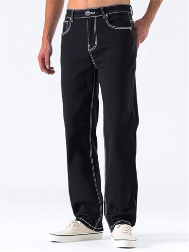 Men's Vintage Fit Washed Jeans Casual High Waist with Ripped Jeans with Pockets4