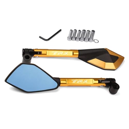 Spiegel Seitenspiegel Motorrad Rearview Außenspiegel Für Benelli TRK 502 251 TRK502X TRK251X Lenker Flügel Spiegel Grad Drehbare Motorrad Rückspiegel(Gold)
