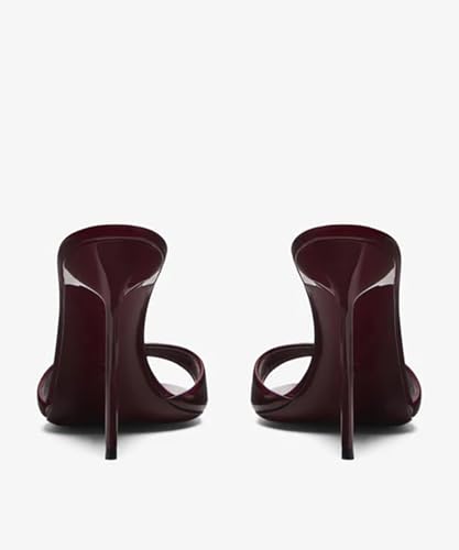 Beauty Cry Mule Heels for Women Patent Leather Stiletto High Heel Backless Sandals4