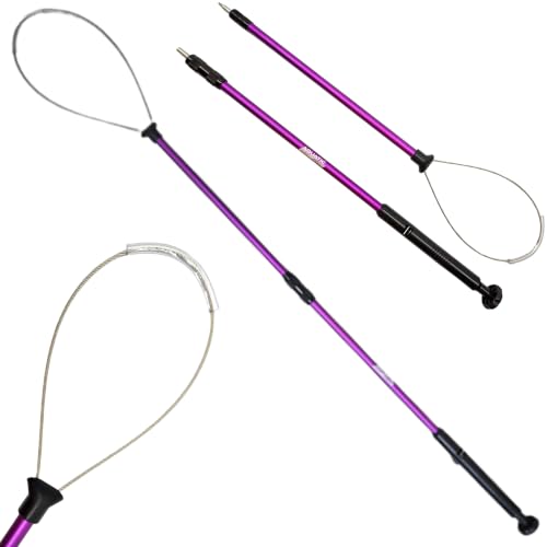 Aquatic Hunt 2-Piece Lobster Snare 36 Aluminum Pole 26 Wide Loop (6.5 Opening) for Big Lobster Travel-Ready Break-Down Design Silicone Grip on Cable Heavy Duty Scuba Diving Tool (Purple)