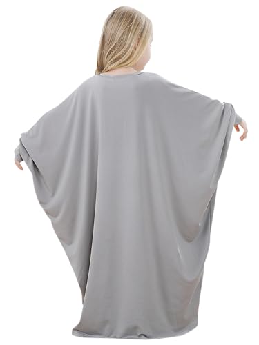 WSPLYSPJY Girls Muslim Abaya Dress One Piece Dubai Kaftans for Kids Solid Color Islamic Prayer Clothes3