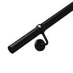 Matt Black Stair Handrail Kit – Stainless Steel Wall Mounted Indoor Banister Rail System with Brackets & Fixings, Modern Easy Install Stair Railing - 3.6m