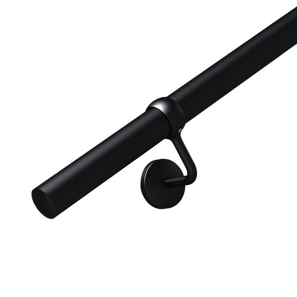 Matt Black Stair Handrail Kit – Stainless Steel Wall Mounted Indoor Banister Rail System with Brackets & Fixings, Modern Easy Install Stair Railing - 1.2m — image 1