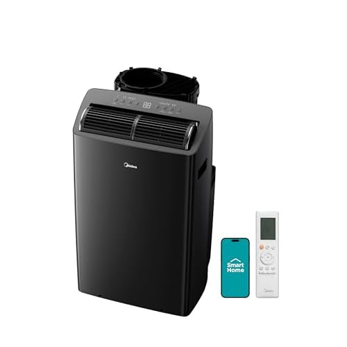 Midea Duo 12,000 BTU (10,000 BTU SACC) High Efficiency Inverter, Ultra Quiet Portable Air Conditioner, Cools up to 450 Sq. Ft., Compatible with Alexa/Google Assistant, Includes Remote Black 