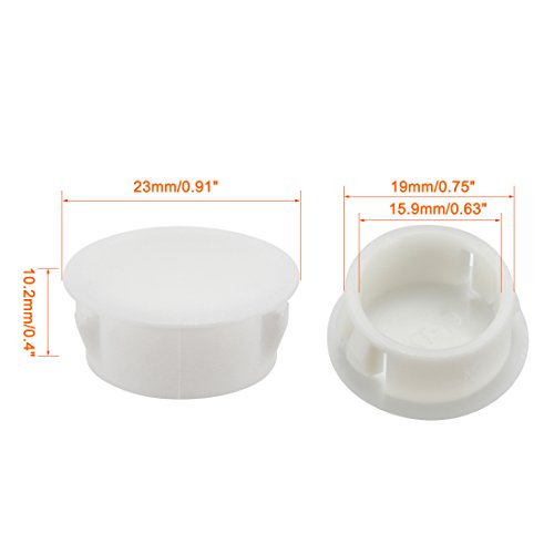 sourcingmap Hold Plugs,10pcs 19mm x 10.2mm White Nylon Round Snap Locking Panel Hole Cover - Image 3