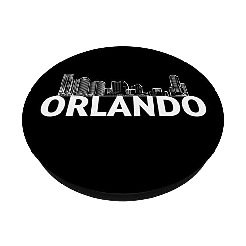 Orlando Florida USA City Skyline Silhouette Outline Sketch PopSockets Swappable PopGrip, Black - Image 2