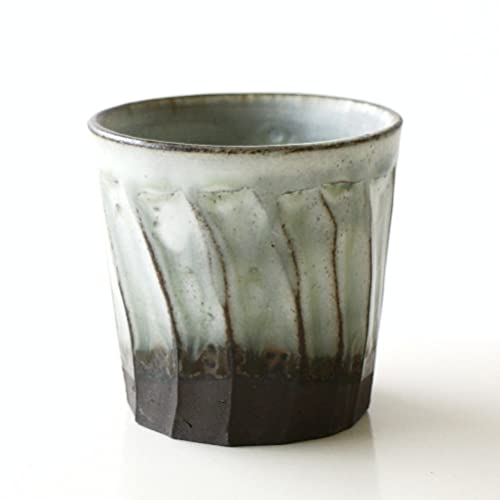 湯呑み 湯のみ 陶器 日本製 瀬戸焼き おしゃれ 湯呑茶碗 湯飲み茶碗 和風 和モダン ナチュラル Yuragi彫 湯呑茶碗 (B)