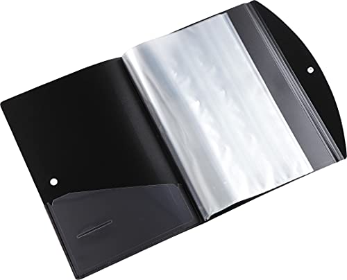 Image of Worldone FC (Foolscap Size) | Multi-Utility Document Folder | 40 Top-Loading Sleeves | Snap Button Closure | Durable 0.75 mm Virgin PP Sheet | Ideal for Office, School & College | Black (Pack of 2)