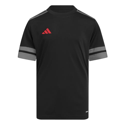 adidas Unisex Kids SQUADRA25 Jersey Short Sleeve Kids, Black/Team Grey Four/Pure Ruby, 13-14 Years