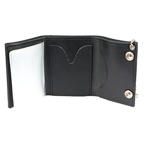 Image of Milwaukee Leather MLW7889 Men's 7.5 inch Black Premium Leather Soft Biker Wallet - Bi-Fold Anti-Theft Stainless Steel Chain