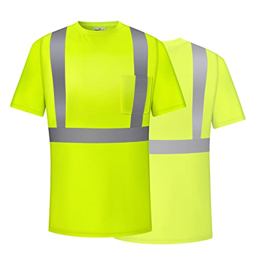 Safield Hi Vis Safety Shirts For Men Reflective,High Visibilityyellow Construction Work T-Shirt Short Sleeve 3 And 5 Pack #TOP5