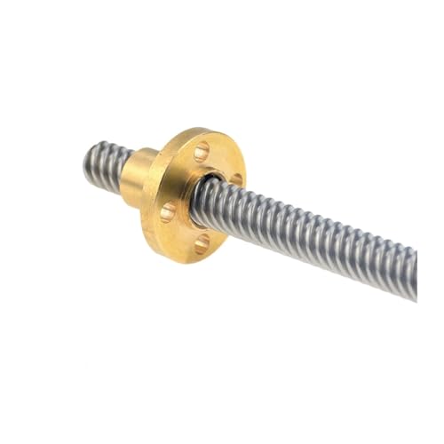 Metal Ball Screw nut 3pcs Trapezoidal Rod Lead Screw Thread 8mm T8 Pitch 2mm Lead 4mm Length 100mm-500mm with Brass Nut(500mm)