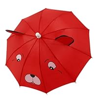 Maibar Umbrella Kid Cartoon Stick Umbrellas Children's Lightweight 3D Dome Animal Safety Umbrella (Red)