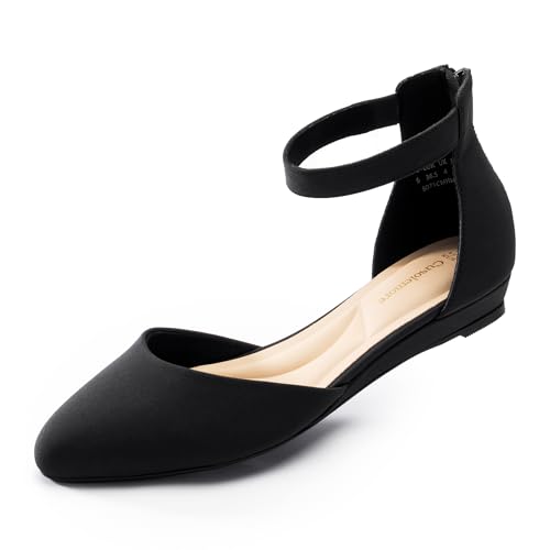 Women Flat Shoes with Ankle Strap, Low Wedge Heel Flats for Women, Comfortable Pointed Toe Dress Shoes for Work Business Wedding3