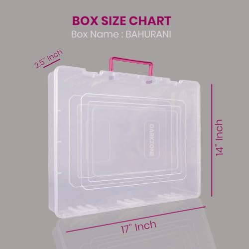 Image of Multipurpose Plastic Rectangular Storage Boxes with Locks and Handle Matte Finish for Saree, Laptop, Books (Set of 5, Bahurani)