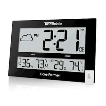 Cole-Parmer Large Digit Radio Atomic Clock with Indoor Humidity
