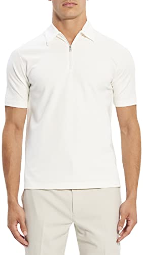 Theory Men's Ryder Quarterzip Polo in Relay Jersey, White at