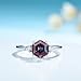 ITI KUOLOLIT Lab Alexandrite Gemstone Genuine 925 Sterling Silver Ring for Women Hexagon Cut Women's Ring for Engagement Bride Romantic Birthday (White Rhodium Plated, 7)