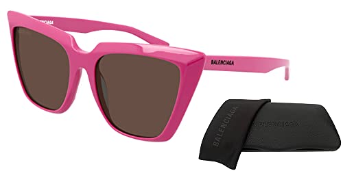 Balenciaga BB0046S 005 55MM Fuchsia/Brown Cateye Sunglasses for Women+BUNDLE with ACCESSORY EYEWEAR KIT3