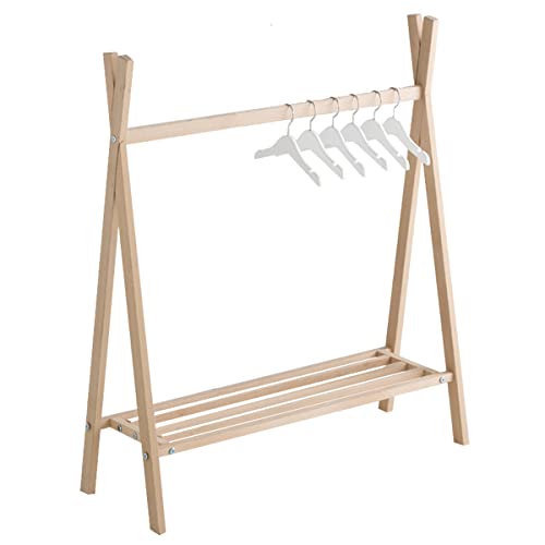 MIMUSELINA Perchero niños Perchero Tipi de madera Burro colgador abrigos ropa bebé autonomía del niño, perchero madera decoración habitación infantil (Madera Haya NATURAL) Cover