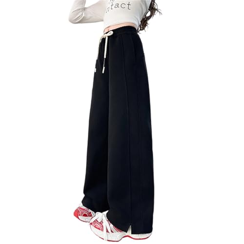 Pantalón de correr para niñas con dobladillo ranurado y corte holgado