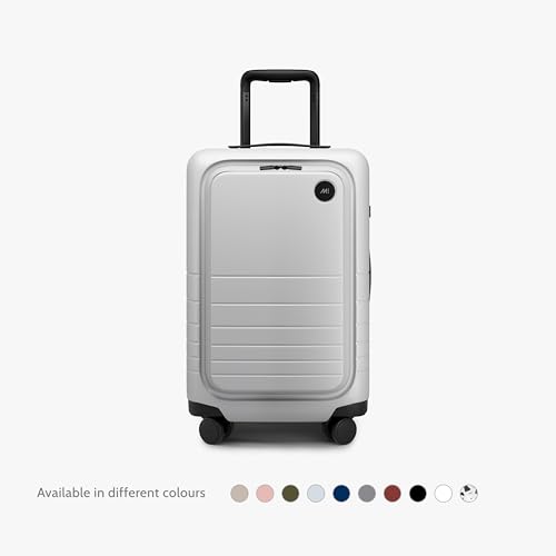 Image of Monos Carry-On Pro Plus Luggage 23 Inch - Hardside Spinner Suitcase with TSA Lock & Laptop Front Pocket | Airline Approved, 42L Polycarbonate Rolling Carry On | Fits 16 inch Laptop | Stellar White
