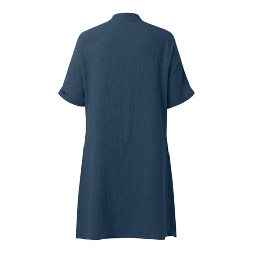 Robe chemise mi-longue à boutons et manches courtes style décontracté