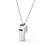 Meilanduo 925 Sterling Silver Sports Whistle Shape Pendant Cable Chain Necklace 18' 20' for Men & Women (The whistle can be sounded) (18 inch)