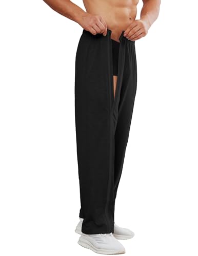 Deyeek Tear Away Pants for Men Full Zipper Legs Sweat Pants Mens Open Bottom Sweatpants Breakaway Cotton Post Surgery Pants2