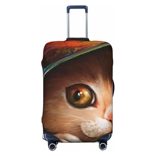 Animal Cat Print Luggage Cover For Suitcase,Washable Elastic Travel Suitcase Protector With Zipper Closure And Bottom Buckle – Fits 18-32