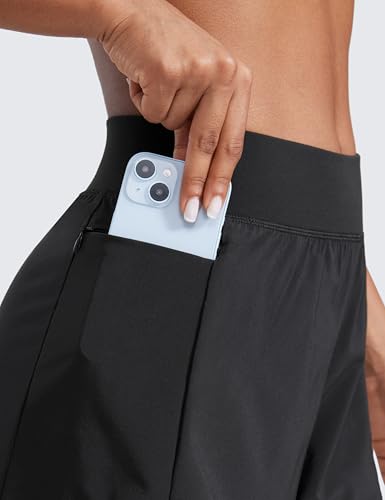 CRZ YOGA Double Layer Running Shorts for Women 3" High Waisted 2 in 1 for Athletic Tennis Workout with Zip Pockets4
