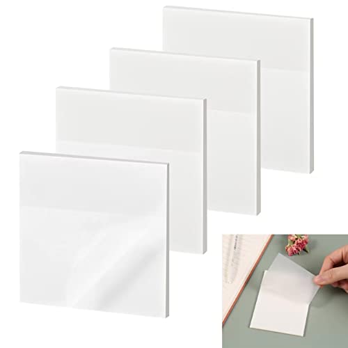 200 Pcs Transparent Sticky Notes 3x3 Self-Adhesive Clear See Though Sticky Notes Waterproof Translucent Annotation Tabs for Notebook Book