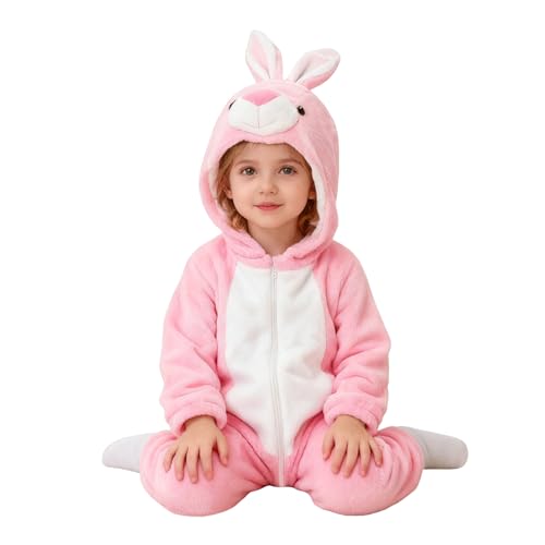 TONWHAR Unisex-Baby Costume Jumpsuit Toddlers' And Kids' Animal Outfit Romper(6-12 Months/Height:26"-29",Pink Rabbit)