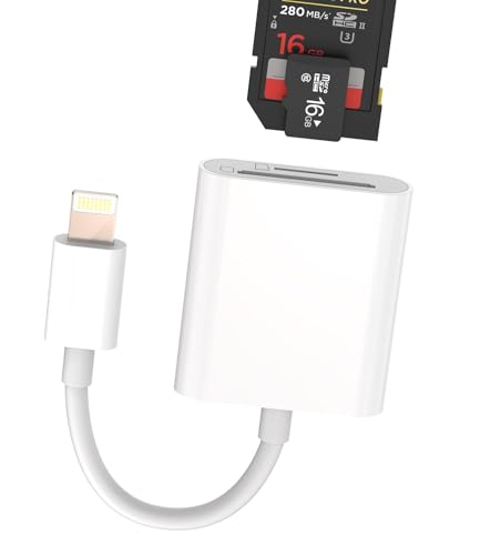 Adaptateur Lecteur Carte SD iPhone(2en1)lightning Jack Micro SD Mémoire Externes Accessoire Mini Caméra SD Card Reader Clé Switch pour Apple 14 13 12 11 Pro...