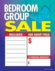 C80BED Furniture Bed Room Group Sale - Large Price Cards - Sale Tags - 8 1/2 x 11 (100 Pack) Business Store Signs