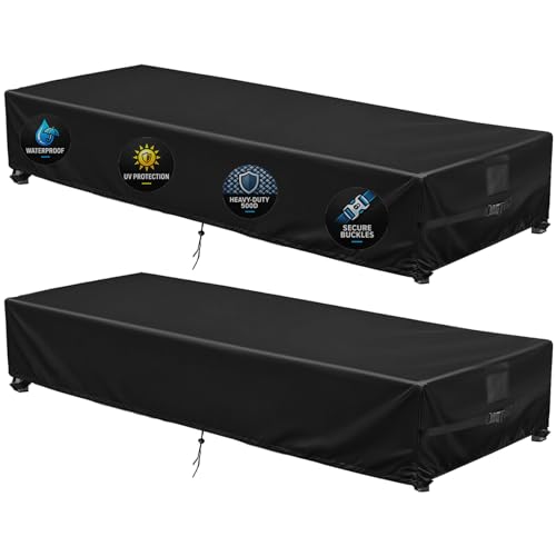 Vercome Patio Chaise Lounge Covers, 2 Pack Waterproof Outdoor Furniture Covers for Pool Lounge Chairs, Heavy Duty 500D Polyester, All Weather Protection (Black, 78"L x 26"W x 12"H - 2 Pack) by Vercome - Used condition - US$44.99