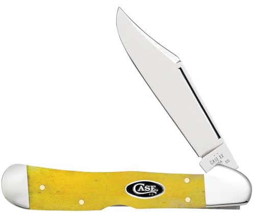Case XX Pocket Knife COPPERLOCK - SMOOTH YELLOW BONE-BLACK OVAL SHIELD Item #20025-61549L SS - Length Closed: 4 1/4Inches