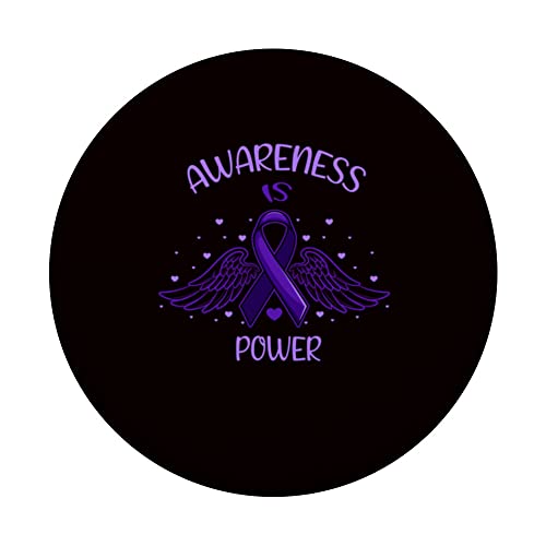 Pancreatic Cancer Symptoms Treatment Support PopSockets Swappable PopGrip, Black - Image 3