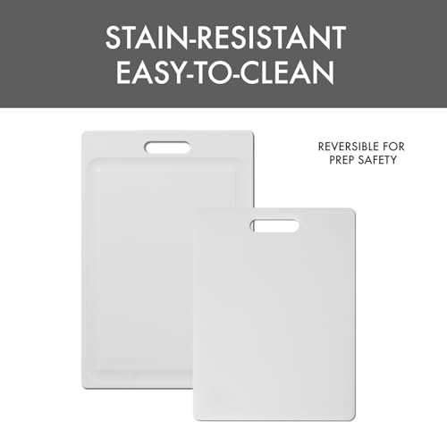 Set 2 Tablas de Cortar Rectangulares con Mango y Surco Blanca miniatura 4