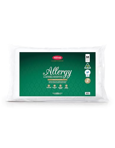 Tontine Classic Comfort Allergy & Asthma Sensitive Pillow 2 Pack - Medium Profile, Medium Feel, Anti Microbial, Natural Cotton Cover, Machine Washable, Australian Made
