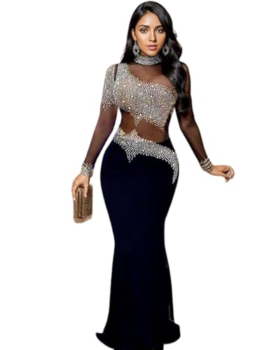 Image of Nagfar Women Rhinestone Sequin Birthday Party Sexy New Year Formal Dress