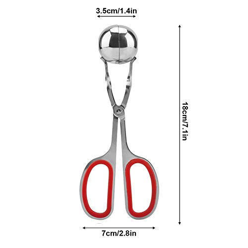 𝐂𝐡𝐫𝐢𝐬𝐭𝐦𝐚𝐬 𝐆𝐢𝐟𝐭 Stainless Steel Meat Ballers, Non-sticky Meatballs Rice Balls Clip Maker Mold Kitchen Tool, for Cake Pop, Ice Cream Scoop, Fruit, Cookie Dough, Melon(Red) - Thumbnail 2