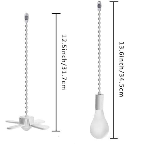 Image of Ceiling Fan Pull Chain Extension Ornaments Chains with Decorative Light Bulb and Fan Cord 13.6 Inches Bronze Fan Pull Chain Set for Ceiling Light Lamp Fan Chain(Paint White)