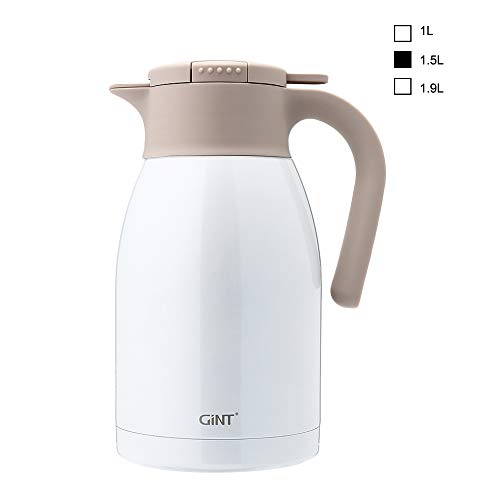 GiNT Stainless Steel Thermal Coffee Carafe with Lid/Double Walled Vacuum Thermos / 12