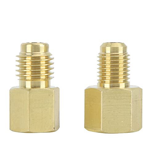 2Pcs Brass Refrigeration Adapter,Refrigeration Fitting Adapter Refrigerant Vacuum Pump Port Connector Accessory