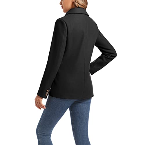 Women's Notch Lapel Two Button Wool Blend Blazer Suit Jacket4