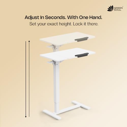 Image of Green Soul Axis Ergonomic Height Adjustable Table for Office Work |Standing Desk for Home Office | Tiltable Table Top | Silent Hidden Castor Wheels | 3 Year Warranty | (White)