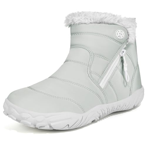 Best Barefoot Winter Boots for Kids | Cozy & Healthy Feet 12 Girls Boys Barefoot Boots Shoes Minimalist Winter Snow Boots Wide Width Waterproof Ankle Booties Cold Weather Outdoor Shoes with Zero Drop Sole (Little Kid/Big Kid) (Beige, 37, 4.5 US Big Kid)