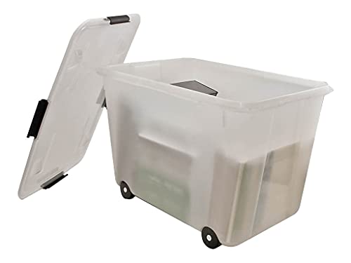 Advantus Rolling Storage Box with Snap Lid, 15-Gallon Size, Clear (34009) - Thumbnail 3