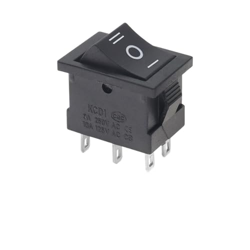 10PCS 6A/250V 10A/125V 6 Pin 21 * 15 mm 2 Position 3Position Boat Rocker Switch on Off Switch KCD1 Black 21x15mm AC(6Pin ON-Off-ON)
